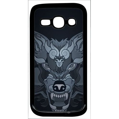 Coque Pour Smartphone - Loup Fond Gris - Compatible Avec Samsung Galaxy Ace 3 - Plastique - Bord Noir