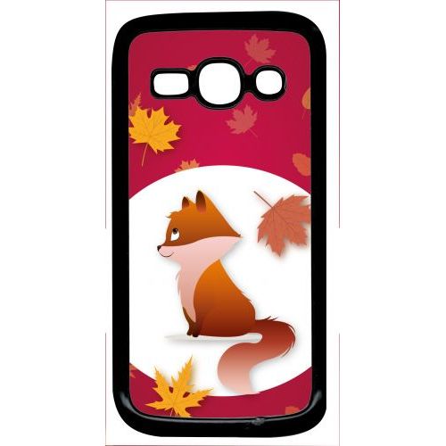 Coque Pour Smartphone - Renard Fond Rouge - Compatible Avec Samsung Galaxy Ace 3 - Plastique - Bord Noir