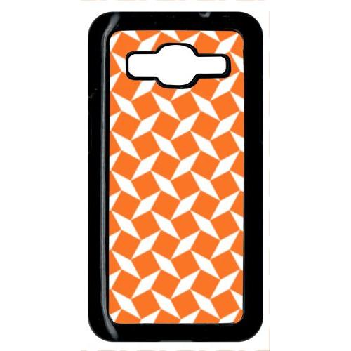 Coque Pour Smartphone - Carreau Oranges - Compatible Avec Samsung Galaxy Core Prime - Plastique - Bord Noir