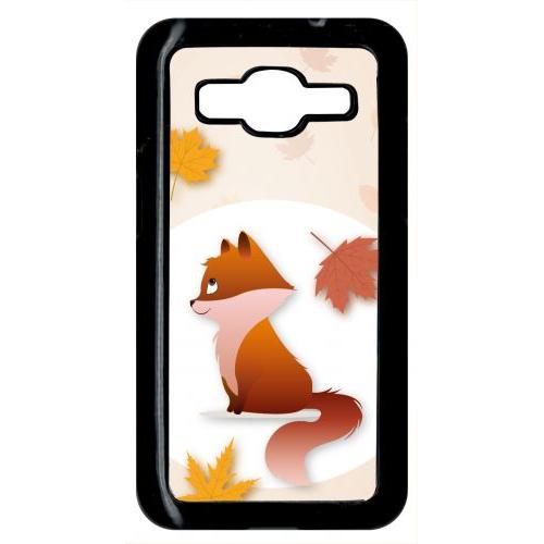 Coque Pour Smartphone - Renard Fond Beige - Compatible Avec Samsung Galaxy Core Prime - Plastique - Bord Noir