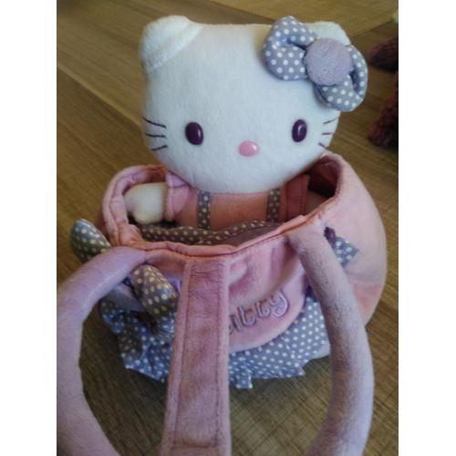 Doudou peluche chat HELLO KITTY rose vert pois SANRIO