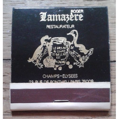 Boîte D'allumettes Restaurant Roger Lamazère Champs-Élysées Paris