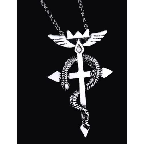 Collier Avec Pendentif Fullmetal Alchemist Edward Elric Serpent Croix Métal Argenté