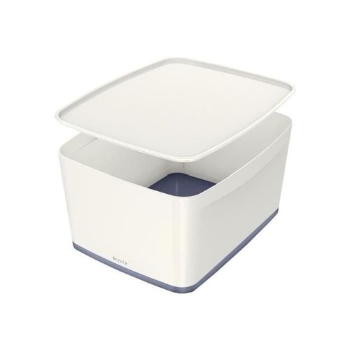 Leitz Mybox - Boîte De Rangement Avec Couvercle - Medium - Blanc Et Gris