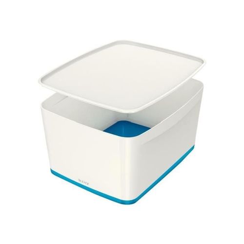 Leitz Mybox - Boîte De Rangement Avec Couvercle - Medium - Blanc Et Bleu