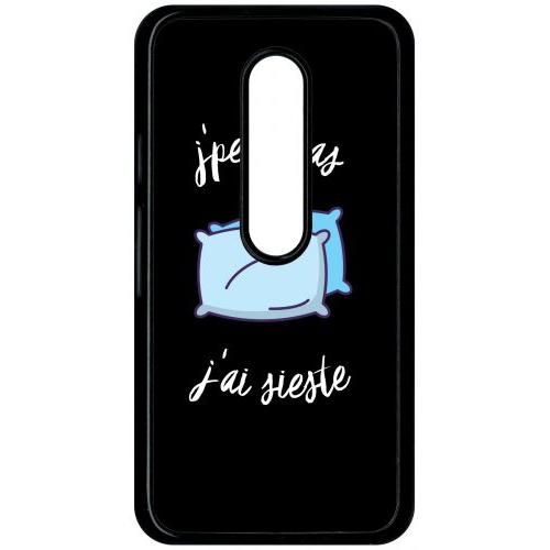 Coque Pour Smartphone - J Peux Pas J Ai Sieste - Compatible Avec Motorola Moto G (3rd Gen) - Plastique - Bord Noir