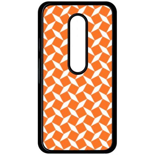 Coque Pour Smartphone - Carreau Oranges - Compatible Avec Motorola Moto G (3rd Gen) - Plastique - Bord Noir