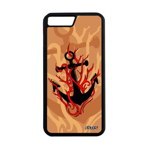 Coque Silicone Iphone 7 Plus Ancre Artistique Souple Tatouage Beige Housse