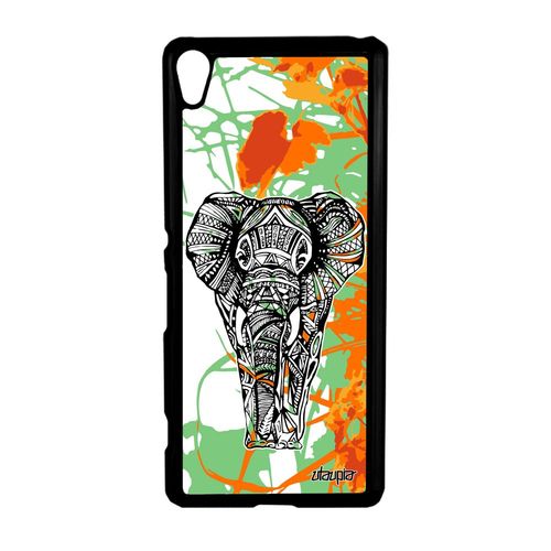 Coque Pour Sony Xperia Xa Elephant Fleur Orange Dessin Tribal Savane Memoire Zen