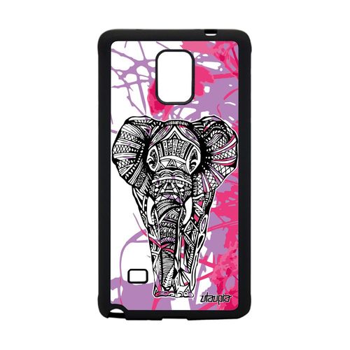 Coque Silicone Samsung Note 4 Elephant Dessin Rose Azteque Sagesse Animal Samsung Galaxy Note 4