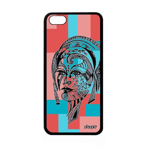 Coque Silicone Apple Iphone 5c Femme Cube Geometrique Carré Portrait Fille Rose