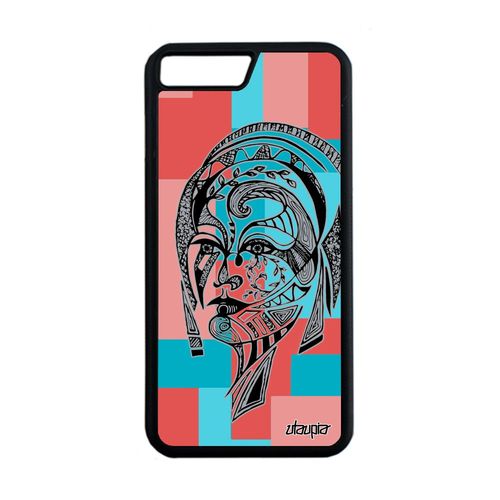 Coque Iphone 7 Plus Silicone Femme Rose Tribal Carré Personnalisé Portrait Iphone 7 Plus