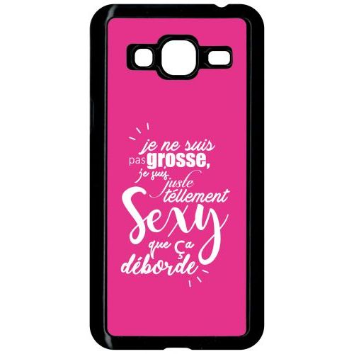Coque Pour Smartphone - Je Ne Suis Pas Grosse Fond Rose Fushia - Compatible Avec Samsung Galaxy J3 - Plastique - Bord Noir