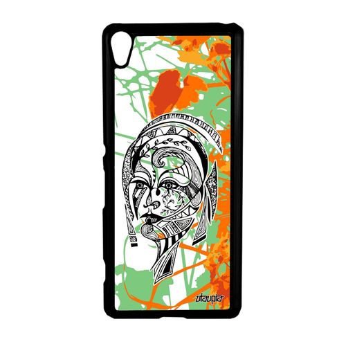 Coque Sony Xperia Xa Femme Metal Tatouage Ethnique Orange Princesse Personnalisé