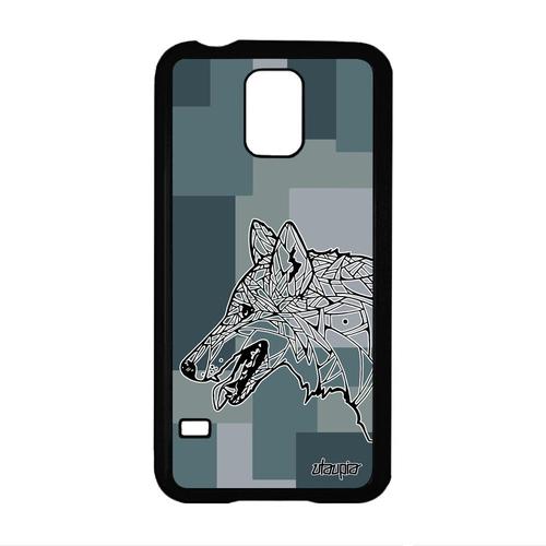 Coque Galaxy S5 Silicone Loup Tribal Sm-G901f Noir Telephone Hiver Cube Samsung Galaxy S5