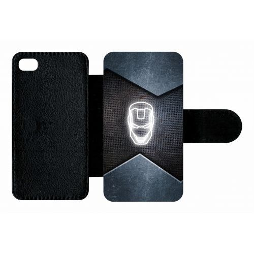 Etui A Rabat - Superhero Iron The Man - Compatible Avec Apple Iphone 4s - Plastique - Bord Noir