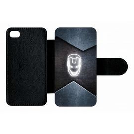 Etui A Rabat - Superhero Iron The Man - Compatible Avec Apple Iphone 4s - Plastique - Bord Noir