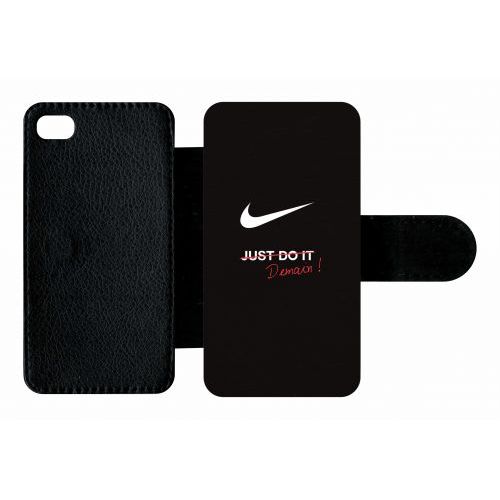 Etui A Rabat - Just Do It Demain - Compatible Avec Apple Iphone 4s - Plastique - Bord Noir