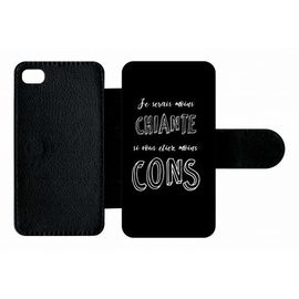 Etui A Rabat - Je Serais Moins Chiante Si Vous Etiez Moins Cons - Compatible Avec Apple Iphone 4s - Plastique - Bord Noir