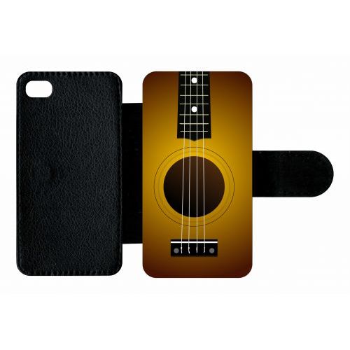 Etui A Rabat - Guitare - Compatible Avec Apple Iphone 4s - Plastique - Bord Noir