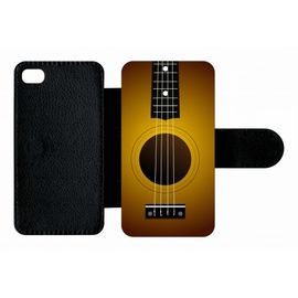 Etui A Rabat - Guitare - Compatible Avec Apple Iphone 4s - Plastique - Bord Noir