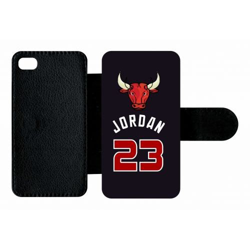 Etui A Rabat - Chicago Jordan 23 - Compatible Avec Apple Iphone 4s - Plastique - Bord Noir