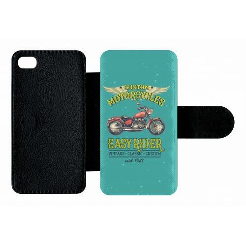 Etui A Rabat - Moto Rtro Easy Rider - Compatible Avec Apple Iphone 4s - Plastique - Bord Noir
