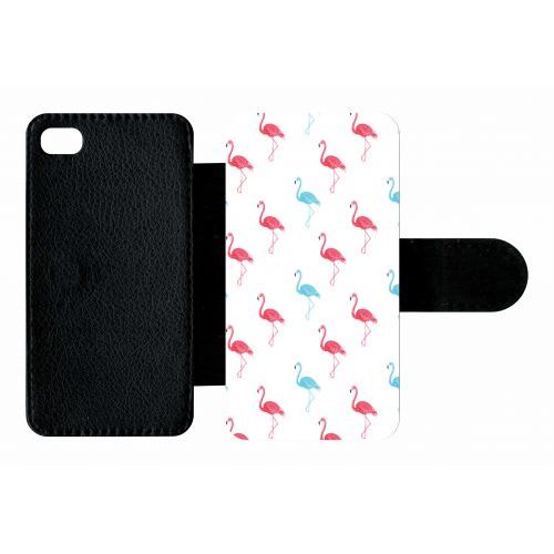 Etui A Rabat - Flamand Rose - Compatible Avec Apple Iphone 4s - Plastique - Bord Noir