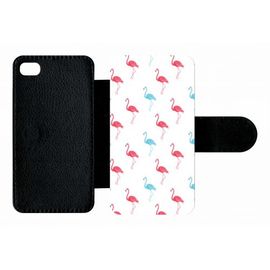 Etui A Rabat - Flamand Rose - Compatible Avec Apple Iphone 4s - Plastique - Bord Noir
