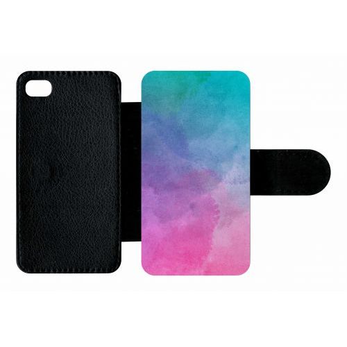 Etui A Rabat - Peinture Aquarelle - Compatible Avec Apple Iphone 4s - Plastique - Bord Noir