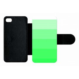 Etui A Rabat - Degrad Vert Fluo - Compatible Avec Apple Iphone 4s - Plastique - Bord Noir