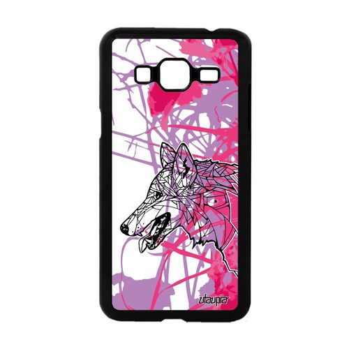 Coque Pour J3 Loup Dessin Animal Ethnique Azteque Fleur Rose De Samsung Galaxy J3