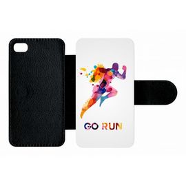 Etui A Rabat - Go Running Motivation - Compatible Avec Apple Iphone 4s - Plastique - Bord Noir
