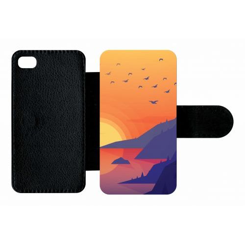 Etui A Rabat - Paysage - Compatible Avec Apple Iphone 4s - Plastique - Bord Noir