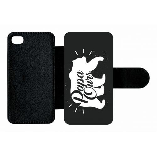 Etui A Rabat - Papa Ours Fond Noir - Compatible Avec Apple Iphone 4s - Plastique - Bord Noir