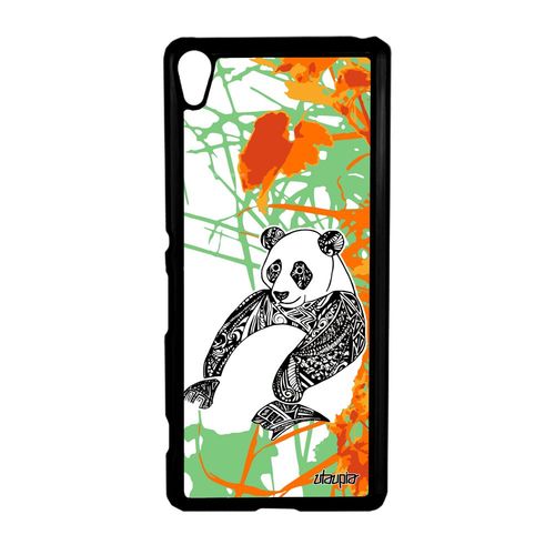 Coque Panda Pour Sony Xperia Xa Animaux Chine Orange Feuilles Fille Dessin Asie