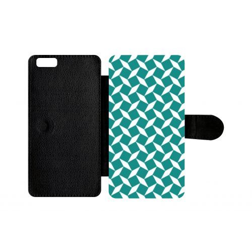Etui A Rabat - Carreau Bleu Canard - Compatible Avec Apple Iphone 6 Plus - Plastique - Bord Noir