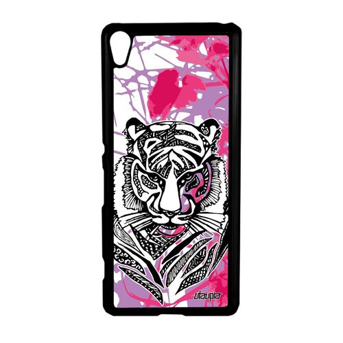 Coque Sony Xperia Xa Tigre Jungle Nature Rose Fille Fauve Plastique Animal Fleur