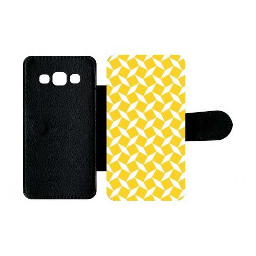 Etui A Rabat - Carreau Jaune - Compatible Avec Samsung Galaxy A3 - Plastique - Bord Noir