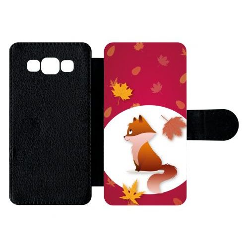Etui À Rabat Galaxy A5 (2015) - Renard Fond Rouge - Simili-Cuir - Noir