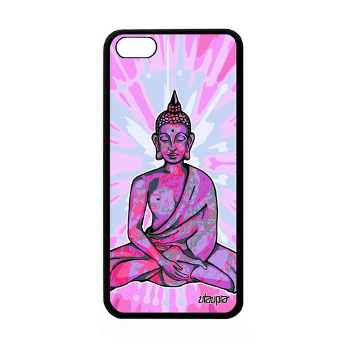 Coque Silicone Apple Iphone 5c Bouddha Cadeau D'anniversaire Graphique Rose Yoga