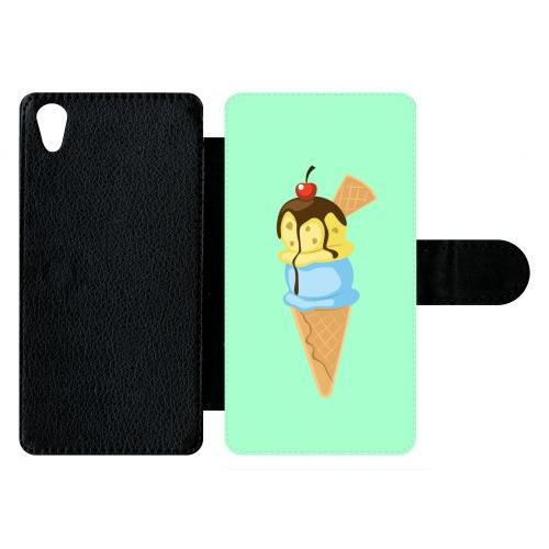 Etui À Rabat Xperia Z5 - Glace Cornet Vert - Simili-Cuir - Noir