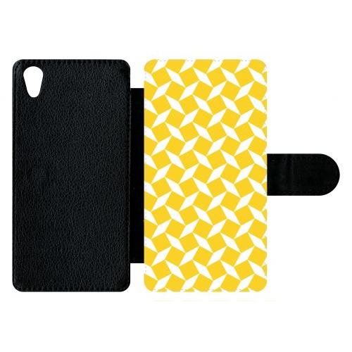 Etui À Rabat Xperia Z5 - Carreau Jaune - Simili-Cuir - Noir