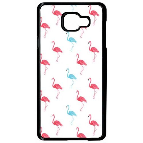 Coque Pour Smartphone - Flamand Rose - Compatible Avec Samsung Galaxy A7 (2016) - Plastique - Bord Noir
