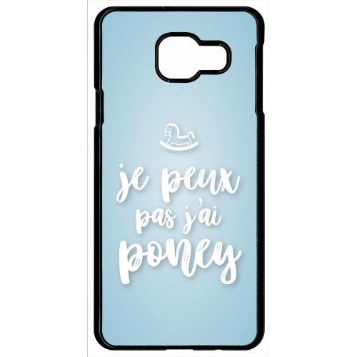 Coque Pour Smartphone - Je Peux Pas Jai Poney Fond Bleu Pale - Compatible Avec Samsung Galaxy A9 (2016) - Plastique - Bord Noir