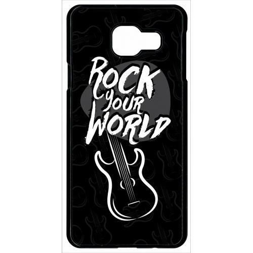 Coque Pour Smartphone - Rock Your World Fond Noir - Compatible Avec Samsung Galaxy A9 (2016) - Plastique - Bord Noir