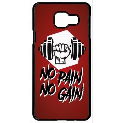 Coque Pour Smartphone - No Pain No Gain Fond Bordeaux - Compatible Avec Samsung Galaxy A9 (2016) - Plastique - Bord Noir