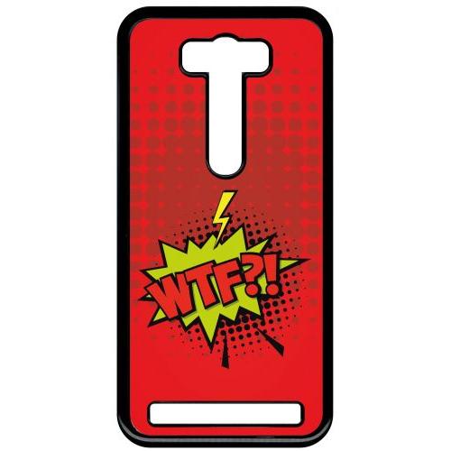 Coque Pour Smartphone - Wtf Fond Rouge - Compatible Avec Asus Zenfone 2 Laser Ze500kl - Plastique - Bord Noir