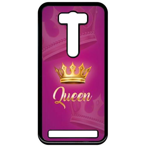 Coque Pour Smartphone - Queen Fond Rose - Compatible Avec Asus Zenfone 2 Laser Ze500kl - Plastique - Bord Noir