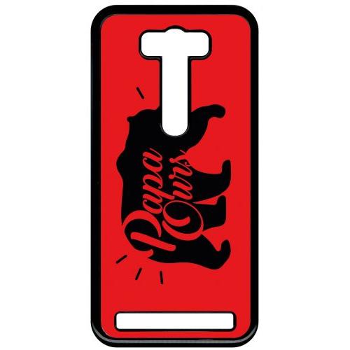 Coque Pour Smartphone - Papa Ours Fond Rouge - Compatible Avec Asus Zenfone 2 Laser Ze500kl - Plastique - Bord Noir
